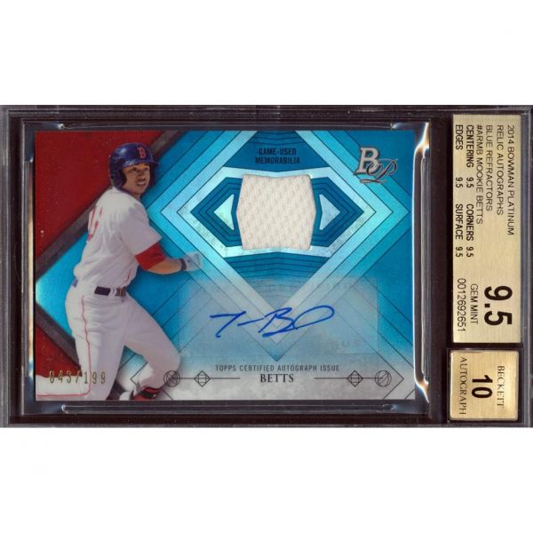 2014년 보우먼 플래티넘 렐릭 블루 굴절기 199 사인 ARMB 무키 베츠 루키 카드 등급 BGS 9.5 851  2014년 보우먼 플래티넘 렐릭 블루 굴절기 199 사