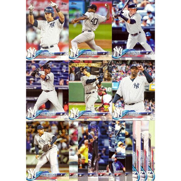 2018 탑스 시리즈 1 뉴욕 양키스 야구 카드 팀 세트 17장의 아론 판사 게리 산체스 브렛 가드너 루이스 세베리노 미겔 안두자르 루키 등 다양한 카드가 포함되어 있습니다  20