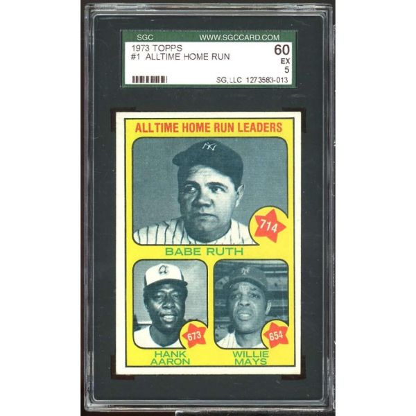 윌리 메이스행크 아론베이브 루스 카드 1973년 1위 SGC 5