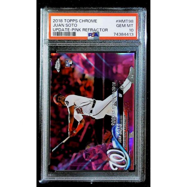 GEM MINT PSA 10 2018 탑스 크롬 업데이트 핑크 굴절기 HMT98 후안 소토 워싱턴 내셔널스 RC 루키 카드 프로페셔널 등급 스포츠  GEM MINT PSA 10 2