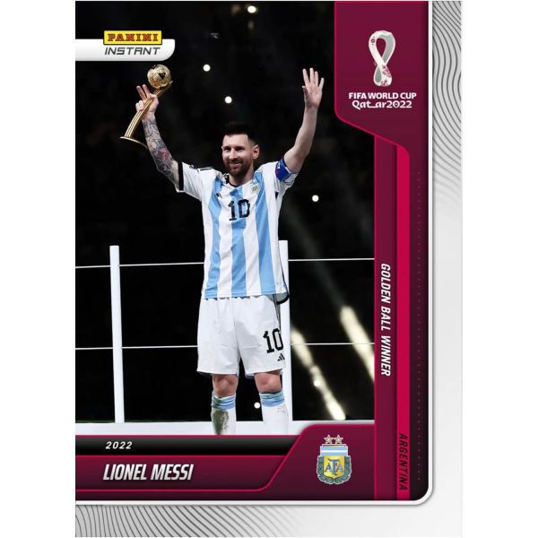2022 파니니 인스턴트 월드컵 리오넬 메시 132 22 FIFA 골든볼 우승자 축구 트레이딩 카드 아르헨티나 단 6262장만 제작 보호 나사 고정 홀더에 배송됩니다.