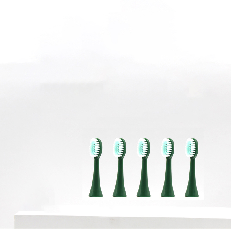 청소년를위한 5 조각 교체 브러시 청소년 전동 칫솔 <b>미백</b> 패턴 소프트 구강 케어  04 <b>grn</b>