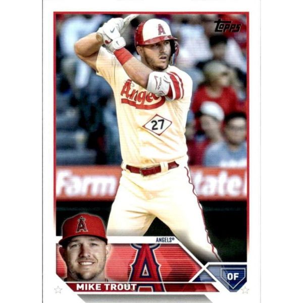 2023년 MLB 순위 27위 마이크 트라웃 로스앤젤레스 에인절스 야구 공식 트레이드 카드