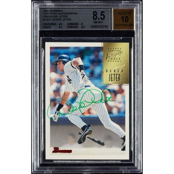 1997년 보우먼 데릭 지터 사인 잉크 BGS 8.5 AUTO 10 야구 슬랩 카드