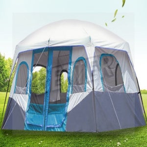 12인용 온가족캠핑 투룸 대형 텐트(블루) 가족텐트 감성캠핑텐트 가족형텐트