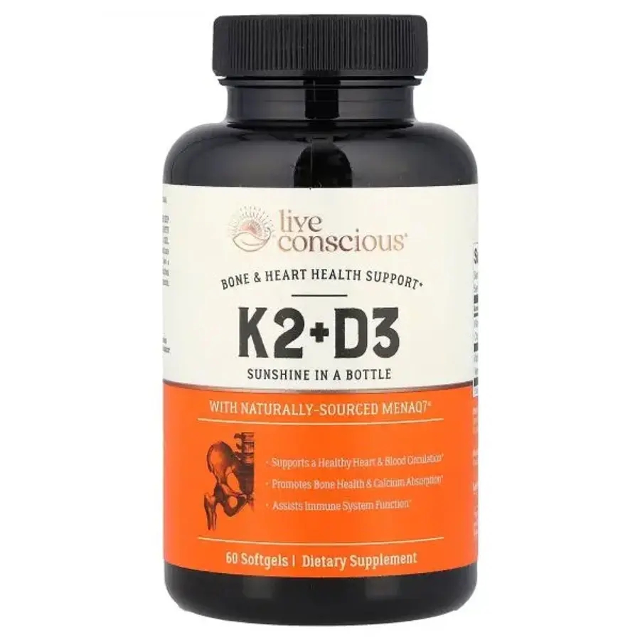 <b>Live Conscious</b> 라이브 컨셔스 <b>K2</b>+D3 60 소프트젤 영양제
