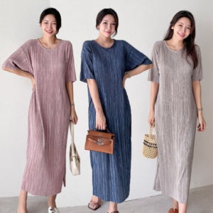 (유야) 여성 플리츠 주름 반팔 롱원피스 -FOP0379- 여름