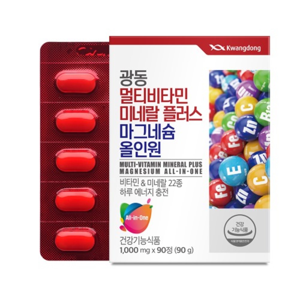 광동 멀티비타민미네랄 플러스 마그네슘 올인원 1000mg x 90정, 1개
