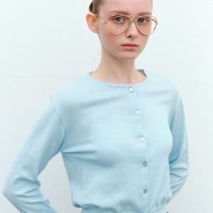 포니테일 Kaia Cotton Cropped Knit (Baby Blue)