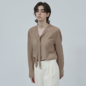 [드노아] With v-neck tie blouse(Brown)