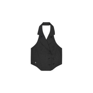[Bohemian Seoul : 보헤미안 서울] HALTER BUTTON VEST STRIPE BLACK