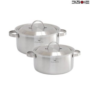 키친아트 코델리아 통5중 스텐레스 인덕션 냄비세트 2종F(양수16+20)