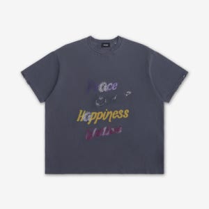 [웰던] 레터링 프린트 디스트레스드 반소매 티셔츠 - 차콜 / WDTT024705UCH WDTT024705UCHSS26