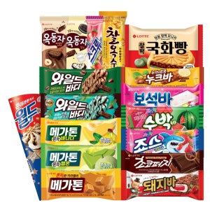 롯데웰푸드 롯데 신상 옥동자 헤이즐넛/민초 와일드바디/메가톤 메론 바나나 외 인기 아이스크림 50개 골라담기