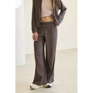 [르꼬끄][le coq sportif]여성 쁘띠 플리세 와이드핏 경량 우븐 팬츠 - 그레이 QR222OPT51(K1774922249700005GY01)