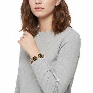 마린세르 마린 세르 에나멜 골드 플레이티드 버튼 참 팔찌 (UJW048ARMET0006 BK99)