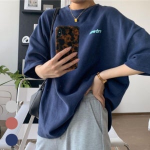 뉴트로 레터링 오버핏 박시핏 반팔티셔츠