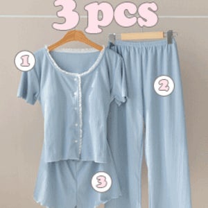 [반바지+긴바지] 데이즈 파자마 3pcs 캡내장 홈웨어