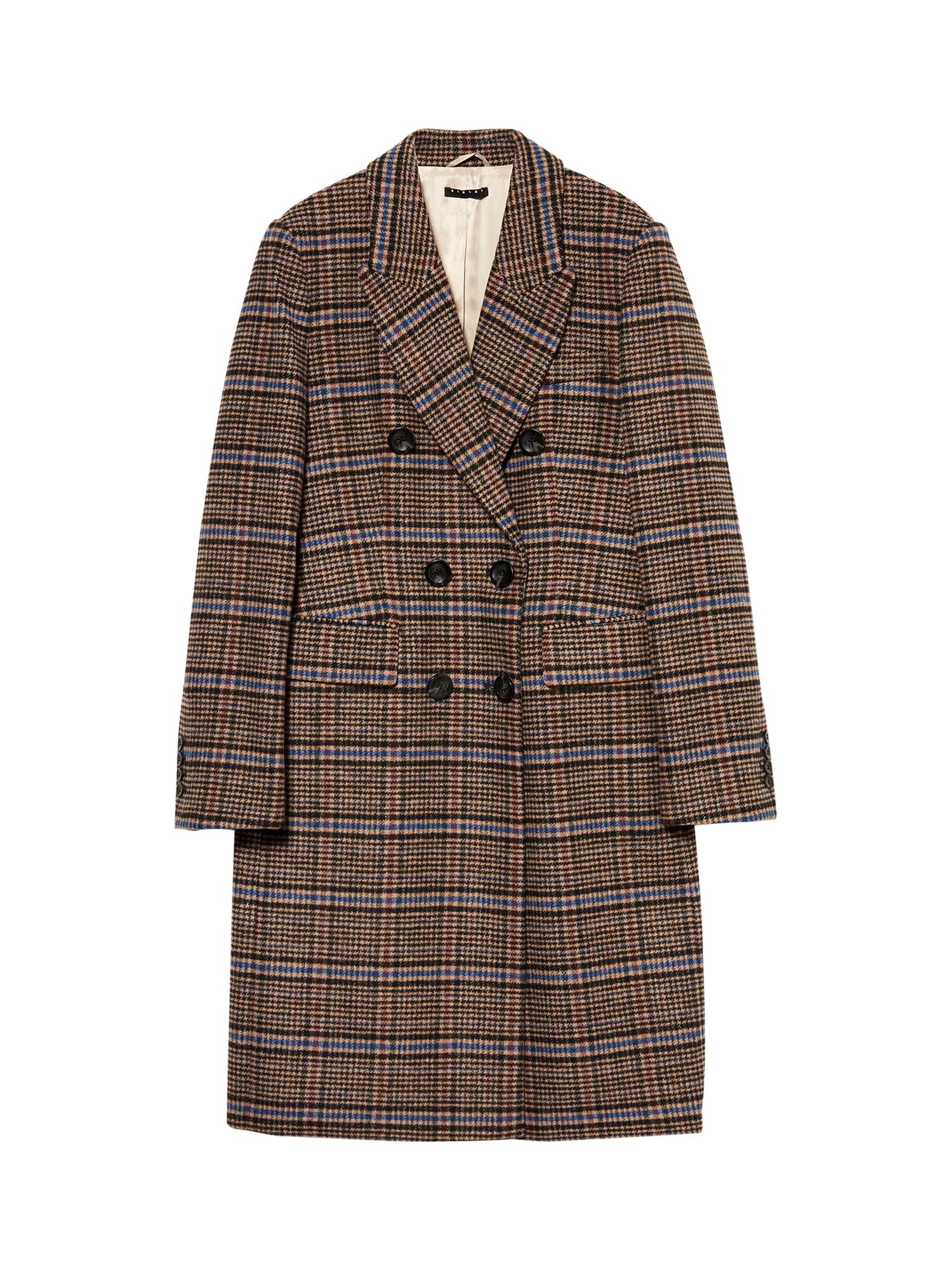 시슬리 체크 슬림 핏 롱 코트 Checked Slim Fit Long Coat, Brown Multi 114724082 150608375