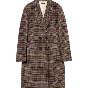 시슬리 체크 슬림 핏 롱 코트 Checked Slim Fit Long Coat, Brown Multi 114724082 150608375