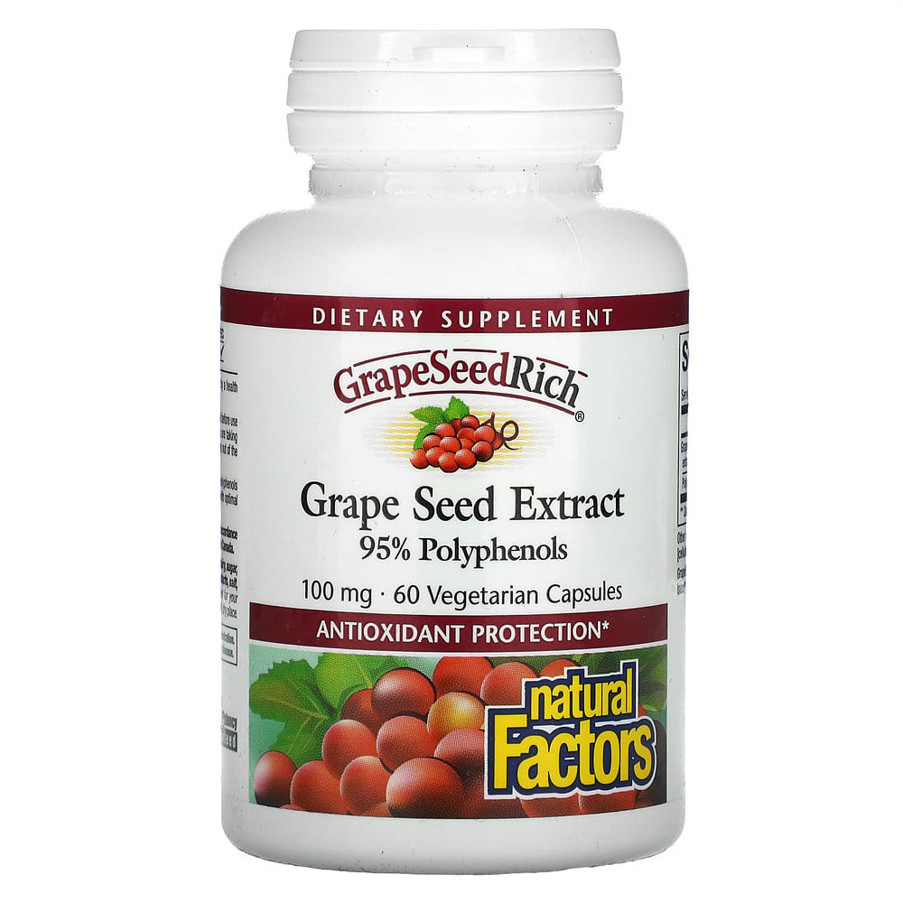 (2개) 내추럴 팩터스 <b>그레이프 씨드 100mg</b> 60캡슐