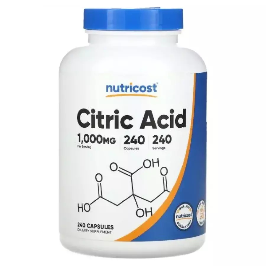 Nutricost, 구연산, 1,000mg, 캡슐 240정