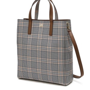 [닥스 액세서리] 브라운 체크 가죽 토트백 DCBA5E877W2