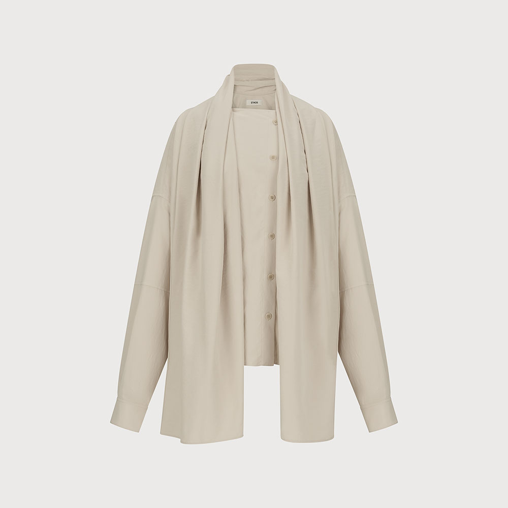 [에토스] SCARF COLLAR BLOUSE (IVORY)