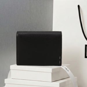 [닥스 액세서리] 블랙 음각로고 소가죽 반지갑 DBHO6E903BK