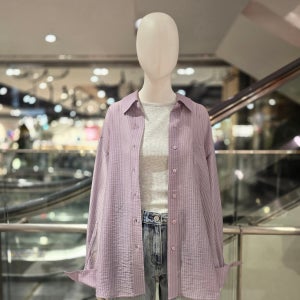 아틀리에나인 SHEER STRIPE OVERSIZED SHIRT BL4412