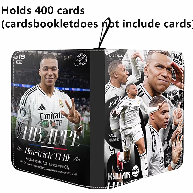 400/900장 축구 스타 호날두 메시 음바페 카드 앨범 북 폴더 4/9 TCG 카드 슬롯 컬렉션 지퍼 카드 바인더  12 L-hold 400 cards