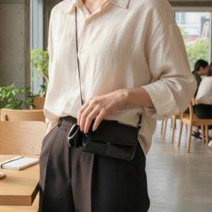 가죽 미니멀 플랩 미니백[파우치세트] 데일리백, 맹글다