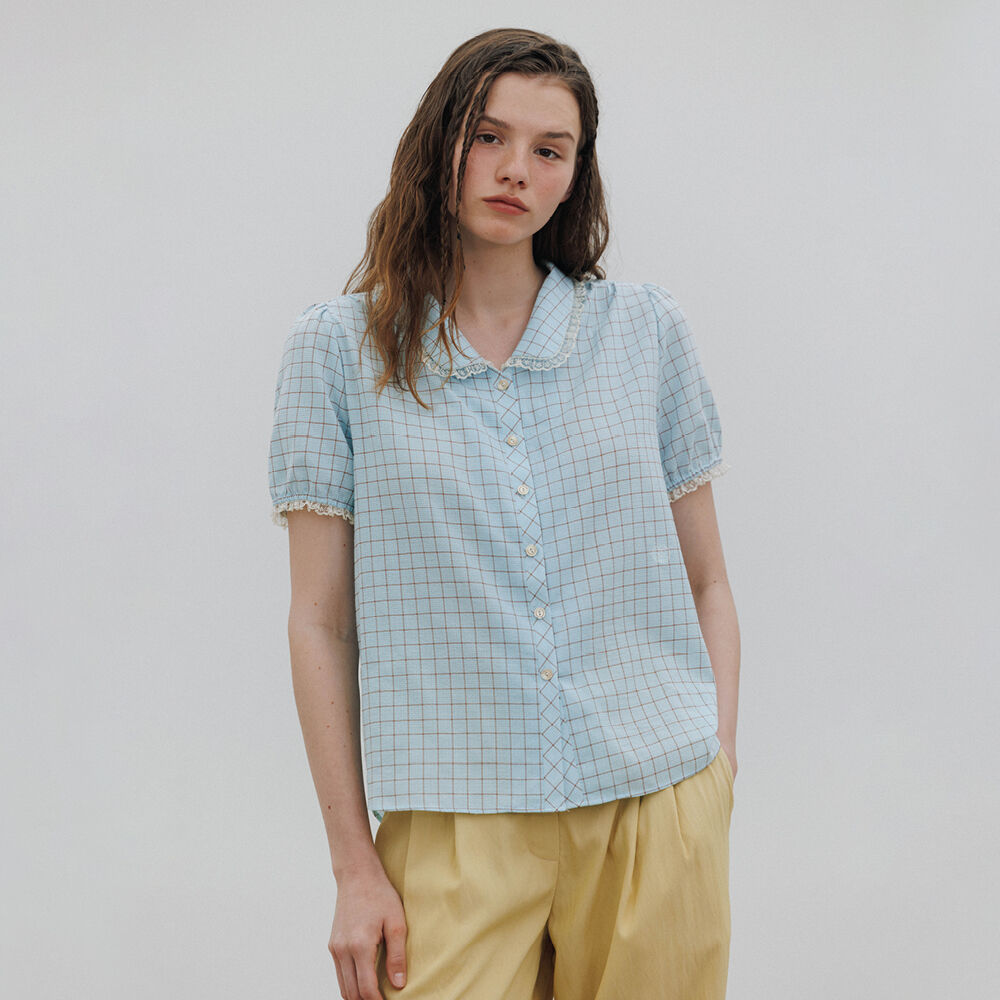 [시엔느] Sally Frill Blouse (Baby Blue)