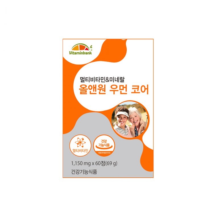 <b>비타민뱅크</b> 멀티비타민 미네랄 올앤원 우먼 코어 1150mg x 60정, 1개