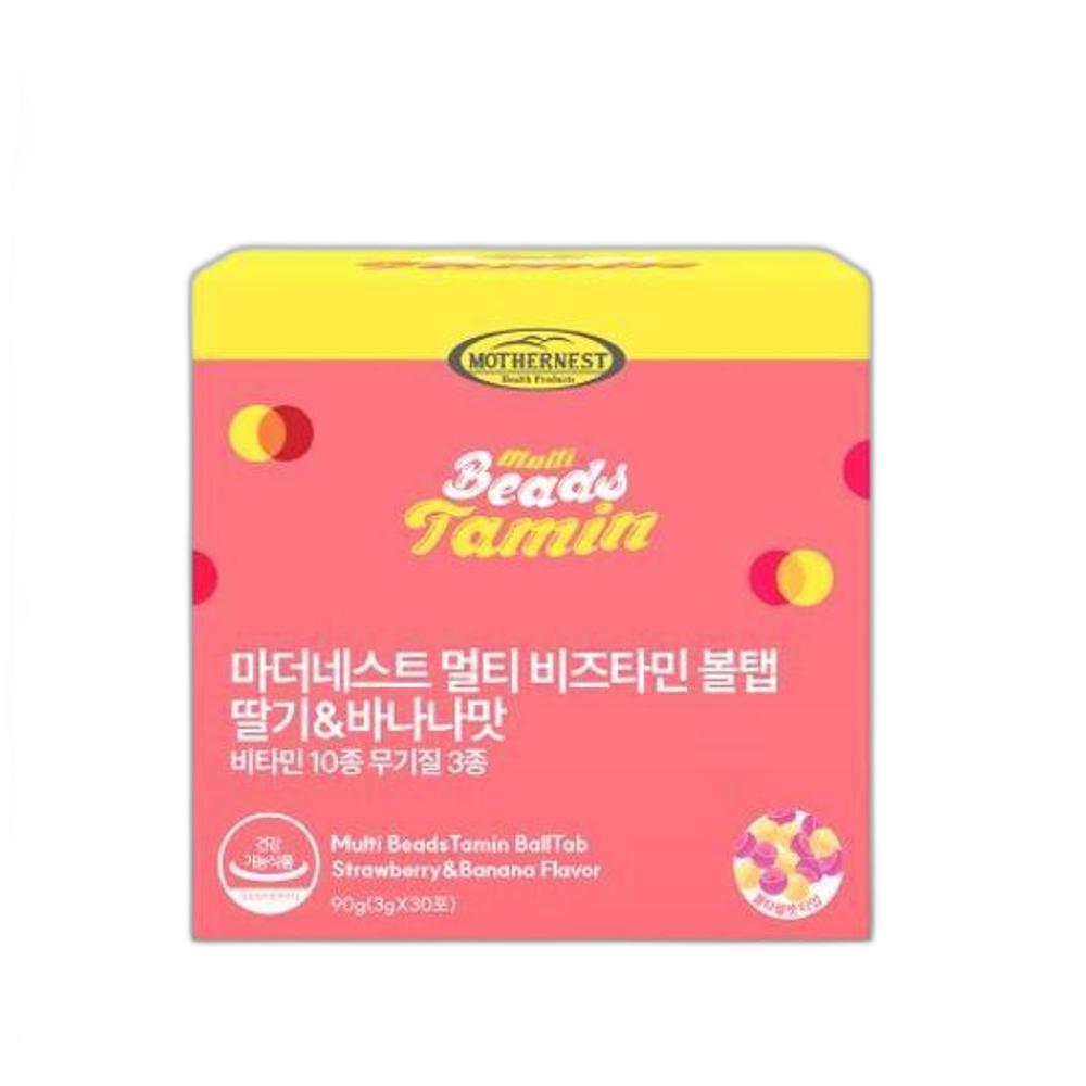 <b>마더네스트</b> 멀티 비즈타민 볼탭 딸기 바나나맛 3g x 30포, 1개