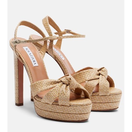 AQUAZZURA 니나 라피아 플랫폼 샌들 베이지 여성 P01166938