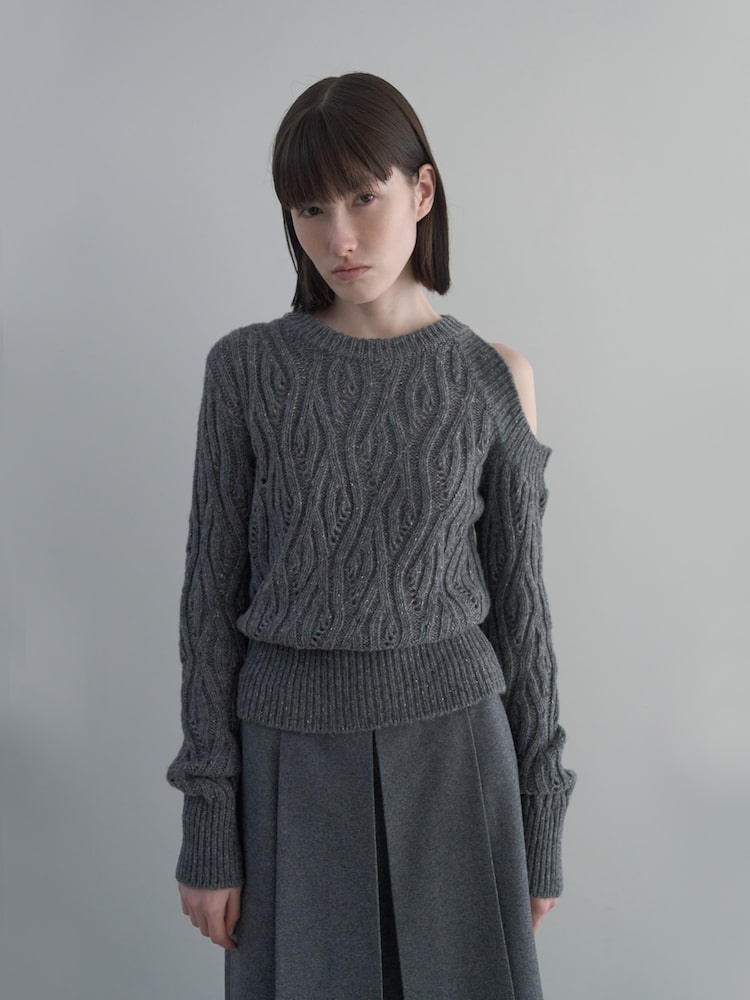 [디에토] Shoulder Cut-Out Cable Pullover [GREY]  DME4PO14AGYF