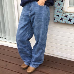[문선] M.C UNISEX, Loose-Fit Pinstripe Denim Pants / LIGHT INDIGO MS261UDP02LIN0