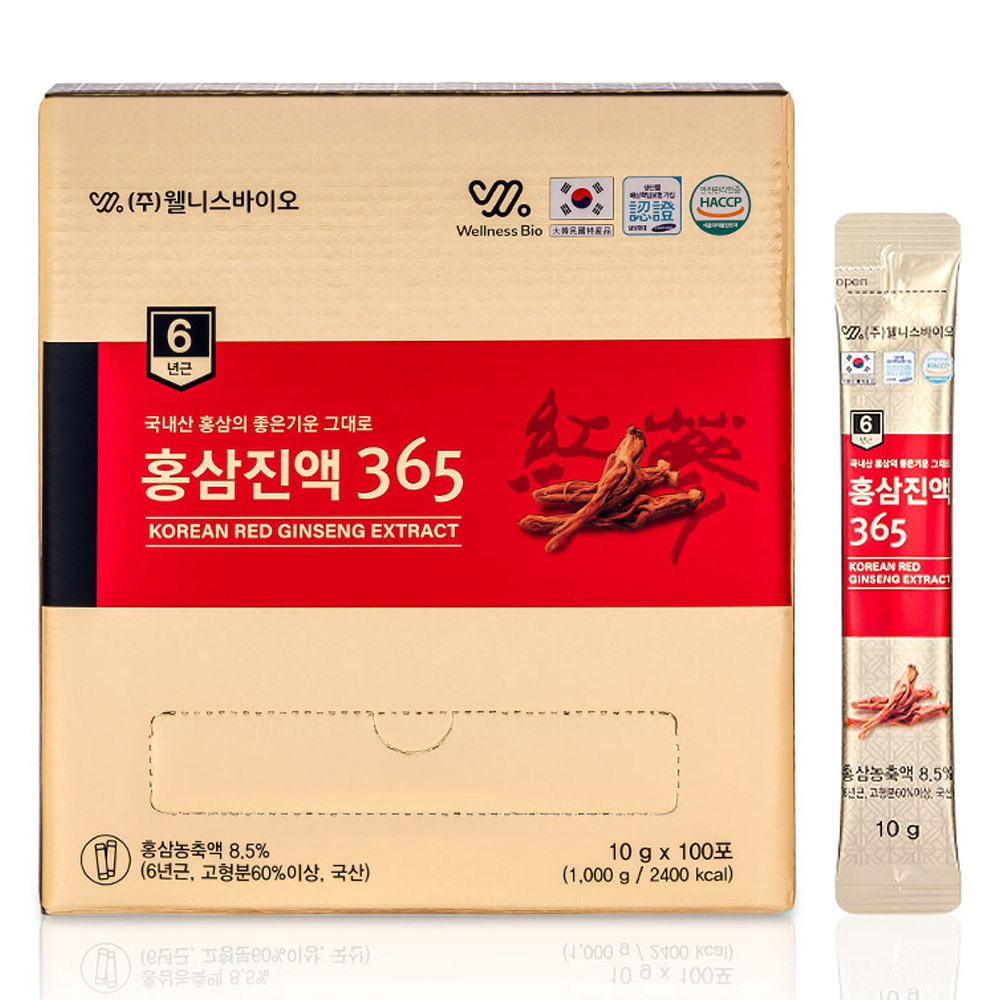 웰니스바이오 홍삼진액 365 10g x 100포, 1개