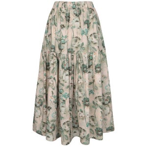 플라워 프린트 밴딩 스커트-L2G25WSK040