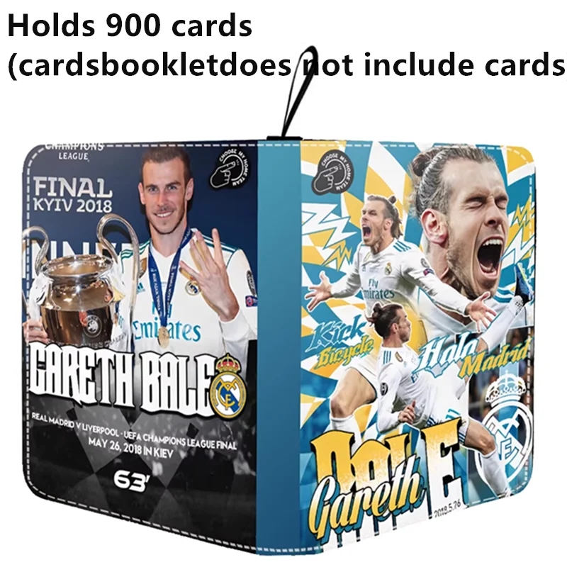 400/900장 축구 스타 호날두 메시 음바페 카드 앨범 북 폴더 4/9 TCG 카드 슬롯 컬렉션 지퍼 카드 바인더  15 M-hold 900 cards