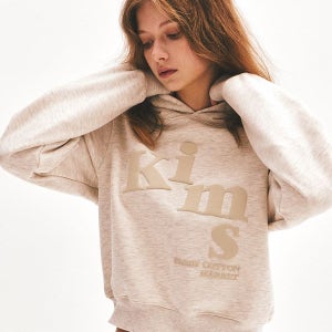 [킴스프레시코튼마켓] (Unisex) Messy Alpha Logo Hoodie Oatmeal_KIB5FUM409AOT