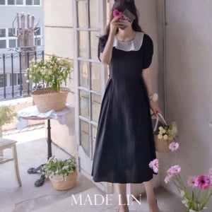 캐디아 프릴카라 린넨 원피스[size:S(44~55),M(66)]