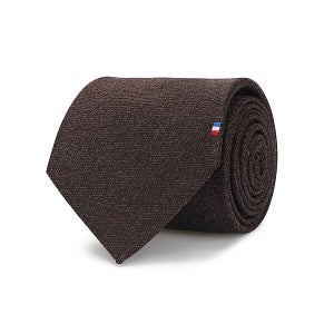 듀퐁셔츠 조직 솔리드 삼색 자수 254 넥타이 브라운 TE6SM62KA254TBW