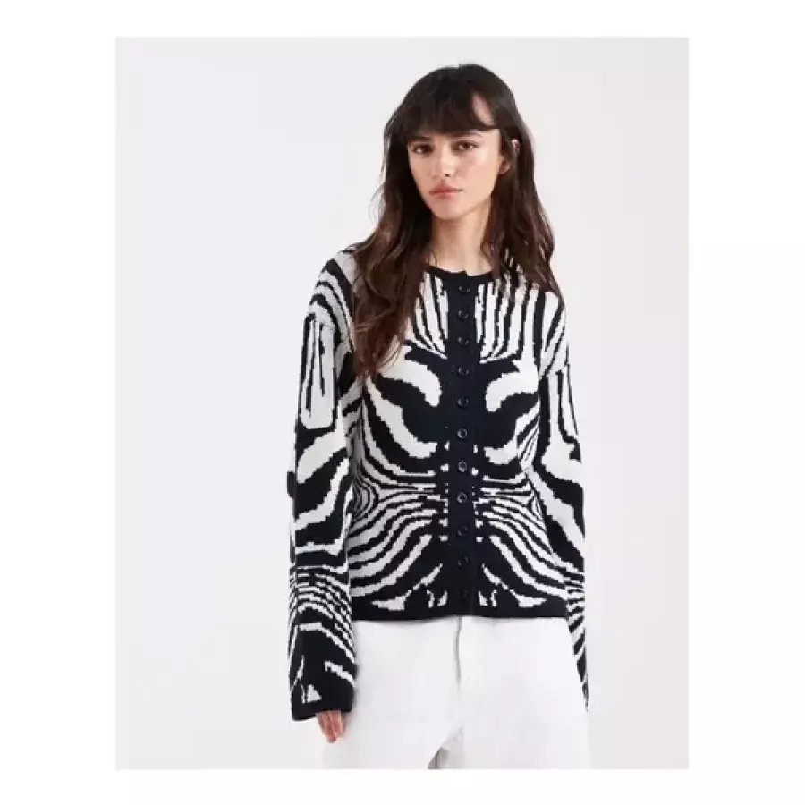 DESIGN 여성 가디건 스웨터 니트 zebra 자카드 391034 겨울 가을