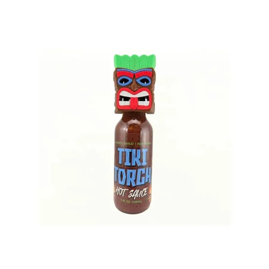 Tiki Torch 생강 마늘 <b>레드 페퍼</b> 핫 소스 폴리네시안 티키 마스크 <b>캡</b> 토퍼 스위트 스모키 블렌드 148.7ml5