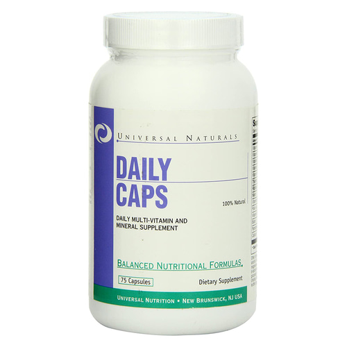 Universal Nutrition <b>유니버셜 뉴트리션</b> 데일리 캡스 멀티 <b>비타민</b> 75캡슐 Daily Caps  1개  75정
