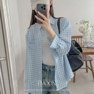 내일도착 셔츠/남방 [색감예쁨💙]쿨톤추천 아방핏 / 블루시럽체크셔츠CT