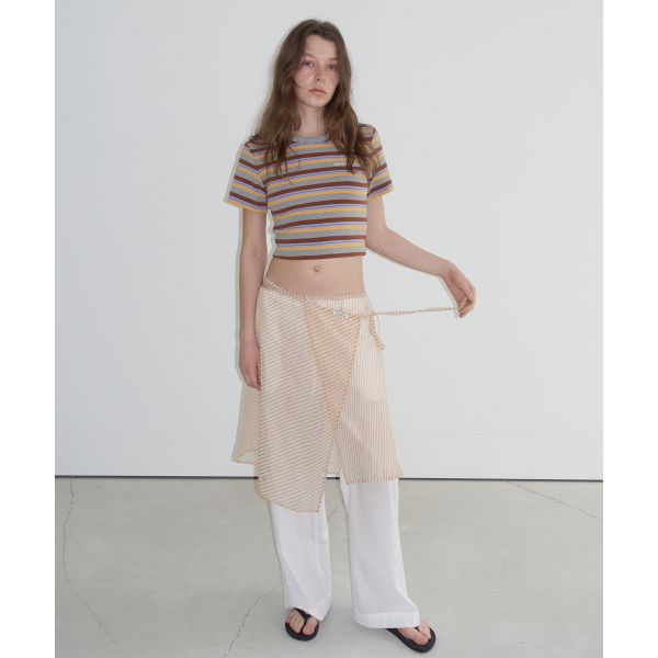 오버듀플레어 STRIPE WRAP SKIRT O100059