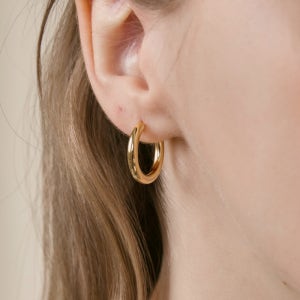 [디모멘트] (18K Gold Plated) Core Hoop Earrings